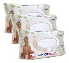 Lenço Umedecido Personalidade Baby 100 Unidades Sem Álcool Kit 3 Pacotes 300 Lenços