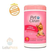 Lenço Umedecido Pet Clean Para Cães E Gatos Fêmeas 75 Und