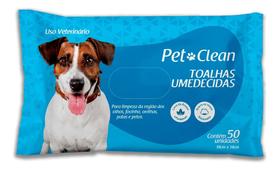 Lenço Umedecido Toalhas P/ Cães C/ 50 Und Pet Clean S Alcool