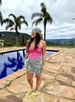 Lenço versátil parêo curto estampado