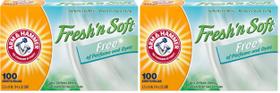 Lençóis amaciantes de tecidos Arm & Hammer 2x100 ct sem perfume Lençóis amaciantes de tecidos Arm & Hammer 2x100 ct sem perfume