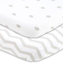 Lençóis com elástico de berço Joey + Joan Bedside Sleeper, pacote com 2