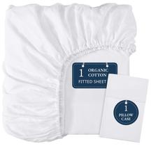 Lençóis com elástico LANE LINEN 100% algodão orgânico, tamanho duplo, brancos