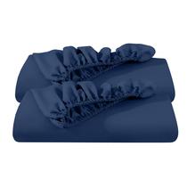 Lençóis com elástico, pacote com 2 unidades, Bare Home Twin XL, azul escuro Lençóis com elástico, pacote com 2 unidades, Bare Home Twin XL, azul escuro