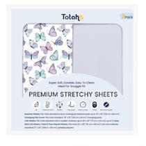 Lençóis com elástico Totaha Premium Stretchy, pacote com 2 borboletas