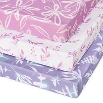 Lençóis com elástico Unnivoll, pacote com 3, 97x66 cm, Purple Leaf Lençóis com elástico Unnivoll, pacote com 3, 97x66 cm, Purple Leaf
