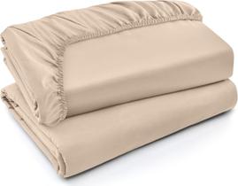 Lençóis com elástico Utopia Bedding King Beige em microfibra escovada Lençóis com elástico Utopia Bedding King Beige em microfibra escovada