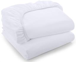 Lençóis com elástico Utopia Bedding King White Microfiber, pacote com 2