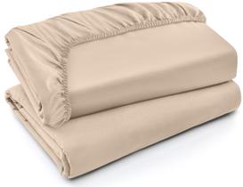 Lençóis com elástico Utopia Bedding Queen Beige Microfiber, pacote com 2 unidades