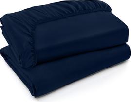 Lençóis com elástico Utopia Bedding Twin, pacote com 2 unidades, microfibra macia, azul marinho Lençóis com elástico Utopia Bedding Twin, pacote com 2 unidades, microfibra macia, azul marinho
