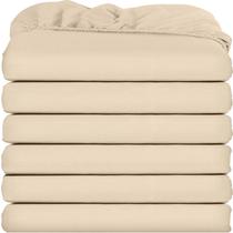 Lençóis com elástico Utopia Bedding Twin, pacote com 6 unidades, microfibra macia bege Lençóis com elástico Utopia Bedding Twin, pacote com 6 unidades, microfibra macia bege