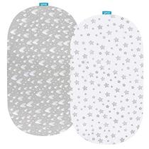 Lençóis de Bassinet compatíveis com SNOO Smart Sleeper Baby Bassinet, 100% Jersey Lençóis de algodão de malha, impressão cinza para o bebê