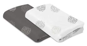 Lençóis de Berço 4moms Breeze - 100% Algodão (Branco e Cinza) - Pacote com 2