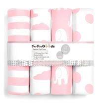 Lençóis de berço BaeBae Goods Elephants Collection, pacote com 4 Lençóis de berço BaeBae Goods Elephants Collection, pacote com 4