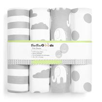 Lençóis de berço BaeBae Goods, pacote com 4 unidades, 71 x 132 x 23 cm, algodão jérsei