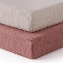 Lençóis de Berço Blissful Diary - 2 Peças em Musselina de Algodão - Unissex