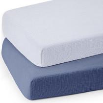 Lençóis de berço com elástico, algodão-musselina, pacote com 2 unidades