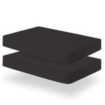 Lençóis de berço com elástico Biloban, pacote com 2, pretos, 132x71x20 cm