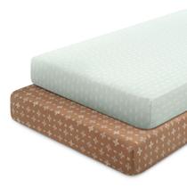 Lençóis de berço com elástico Delta Children, algodão orgânico, 71 x 132 cm, pacote com 2