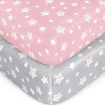 Lençóis de berço com elástico Moonsea, pacote com 2, macios e respiráveis, 132x71 cm Lençóis de berço com elástico Moonsea, pacote com 2, macios e respiráveis, 132x71 cm