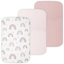 Lençóis de berço com elástico TANSY PANDA 53x81 cm, pacote com 3, rosa