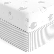 Lençóis de berço Cuddly Cubs Jersey, algodão, pacote com 2 listras cinza