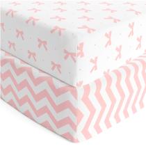 Lençóis de berço Cuddly Cubs Jersey Cotton Girl, pacote com 2 unidades, rosa 70x130cm