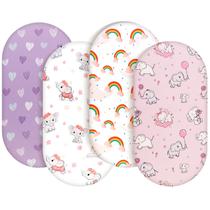 Lençóis de berço FIGEPO, pacote com 4, para bebês e meninas, Soft Fit