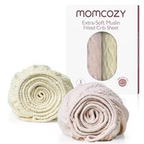 Lençóis de berço Momcozy Muslin Standard, pacote com 2 unidades, bege