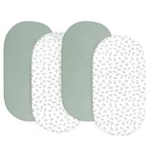 Lençóis de berço para bebês, pacote com 4 unidades Biloban Soft Green Fit