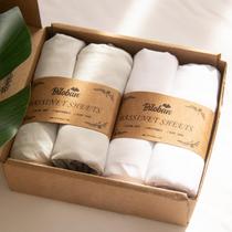 Lençóis de berço para bebês, pacote com 4 unidades, Biloban Ultra Soft, cinza, branco