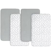 Lençóis de berço para bebês, pacote com 4 unidades Biloban Ultra Soft Grey Lençóis de berço para bebês, pacote com 4 unidades Biloban Ultra Soft Grey