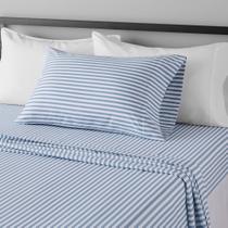 Lençóis de cama Amazon Basics Deluxe Microfiber Twin Size Blue