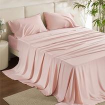 Lençóis de cama Bedsure Full Size Cooling Rayon Bamboo Pink