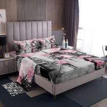 Lençóis de cama Erosebridal Paris Decor em aquarela Cherry King