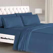 Lençóis de cama Mueller Luxury Full Size 6PC 1800 Soft Navy Lençóis de cama Mueller Luxury Full Size 6PC 1800 Soft Navy