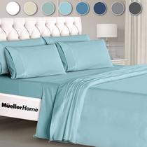 Lençóis de cama Mueller Luxury Full Size 6PC 1800 Super Soft Aqua