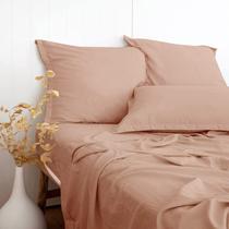 Lençóis de cama PANDATEX Dusty Pink com textura de linho Queen Size Lençóis de cama PANDATEX Dusty Pink com textura de linho Queen Size