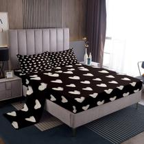 Lençóis de Cama Queen Erosebridal - Estampa de Coração Preto e Branco Lençóis de Cama Queen Erosebridal - Estampa de Coração Preto e Branco