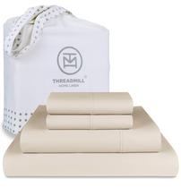 Lençóis de cama Threadmill Supima Cotton 1000TC King Beige, conjunto de 4 peças