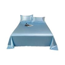 Lençóis De Cetim Tamanho King Queen Luxo De Hotel Macio E Sedoso Cor Sólida Lençol Plano De