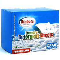 Lençóis de detergente para a roupa Binbata 200 unidades sem perfume