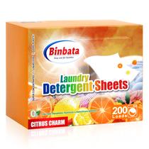 Lençóis de detergente para roupa Binbata 200 Loads Citrus Charm Scent Lençóis de detergente para roupa Binbata 200 Loads Citrus Charm Scent