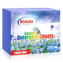 Lençóis de detergente para roupa Binbata 200 Loads Fresh Linen Scent