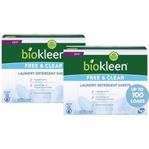 Lençóis de detergente para roupa Biokleen Free & Clear 100 folhas