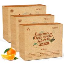 Lençóis de detergente para roupa Poesie Citrus Scent, pacote com 3, 240 cargas