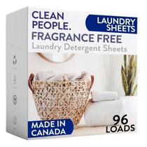 Lençóis de detergente para roupa The Clean People, pacote com 96, sem fragrância Lençóis de detergente para roupa The Clean People, pacote com 96, sem fragrância