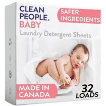 Lençóis de detergente para roupa The Clean People Unscented Baby, pacote com 32 Lençóis de detergente para roupa The Clean People Unscented Baby, pacote com 32