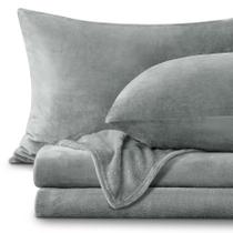 Lençóis de flanela BEDELITE, tamanho completo, cinza, lã supermacia, 4 peças Lençóis de flanela BEDELITE, tamanho completo, cinza, lã supermacia, 4 peças