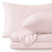 Lençóis de flanela BEDELITE Twin Size Pink Fleece, conjunto de 3 peças Lençóis de flanela BEDELITE Twin Size Pink Fleece, conjunto de 3 peças